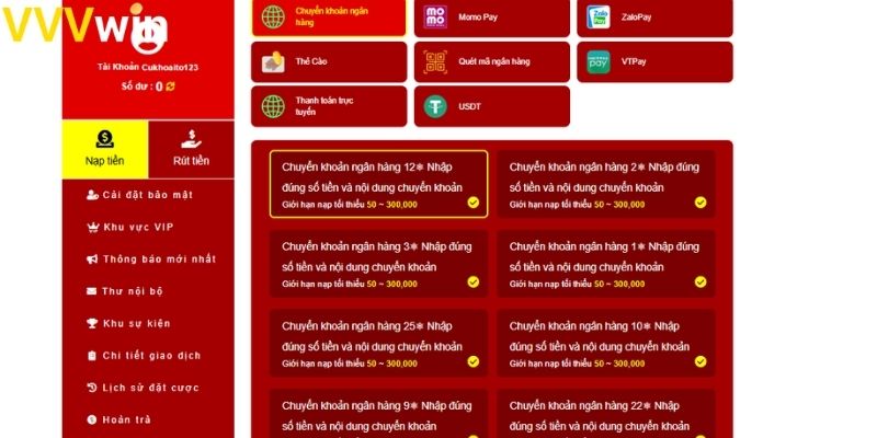 Các phương thức giao dịch nạp xu được nhà cái hỗ trợ